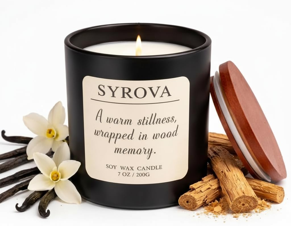 Vanilla & Cedarwood Candle, Luxury Scented Soy Candle 7oz, Cozy Sweet Fragrance for Home, Long Lasting Aromatherapy Candle, Gift for Women, Modern Jar Candle