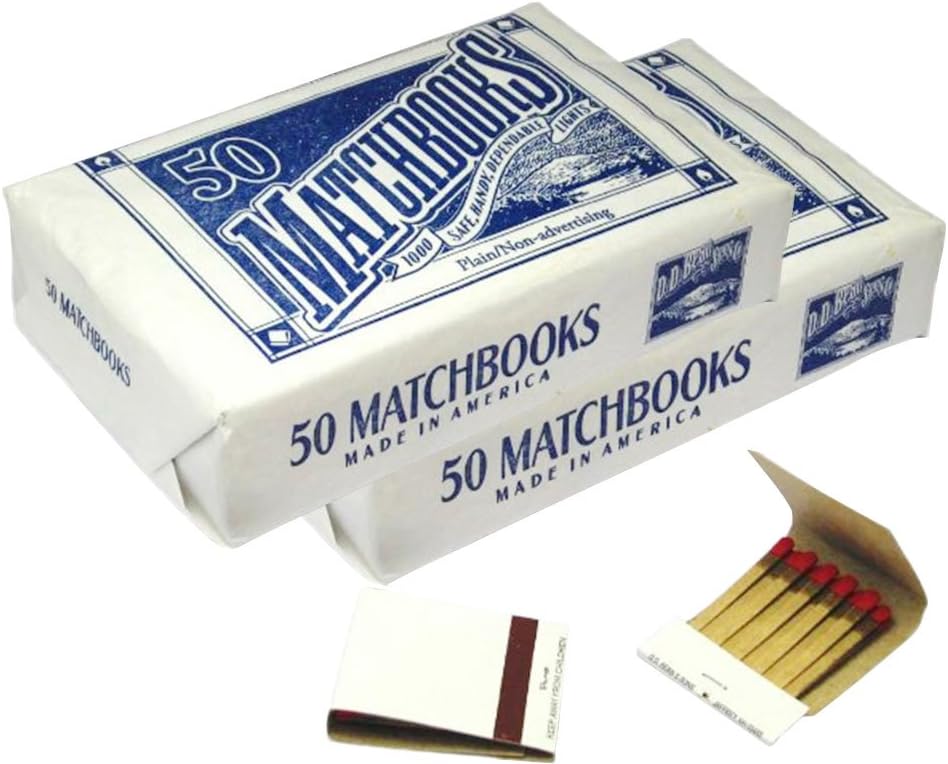 D.D. Bean & Sons Matchbooks, 50 Packs of 20 Matches, Classic White, Made in USA, 2, 2 Pack