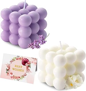 Scented Bubble Candles Gifts Set for Women, Large Candles for Home Decor Scented, 2 x 5.4 oz Soy Wax Aromatherapy Candles, Cube Aesthetic Candle, Ideal Gifts for Valentines Day, Mother's Day