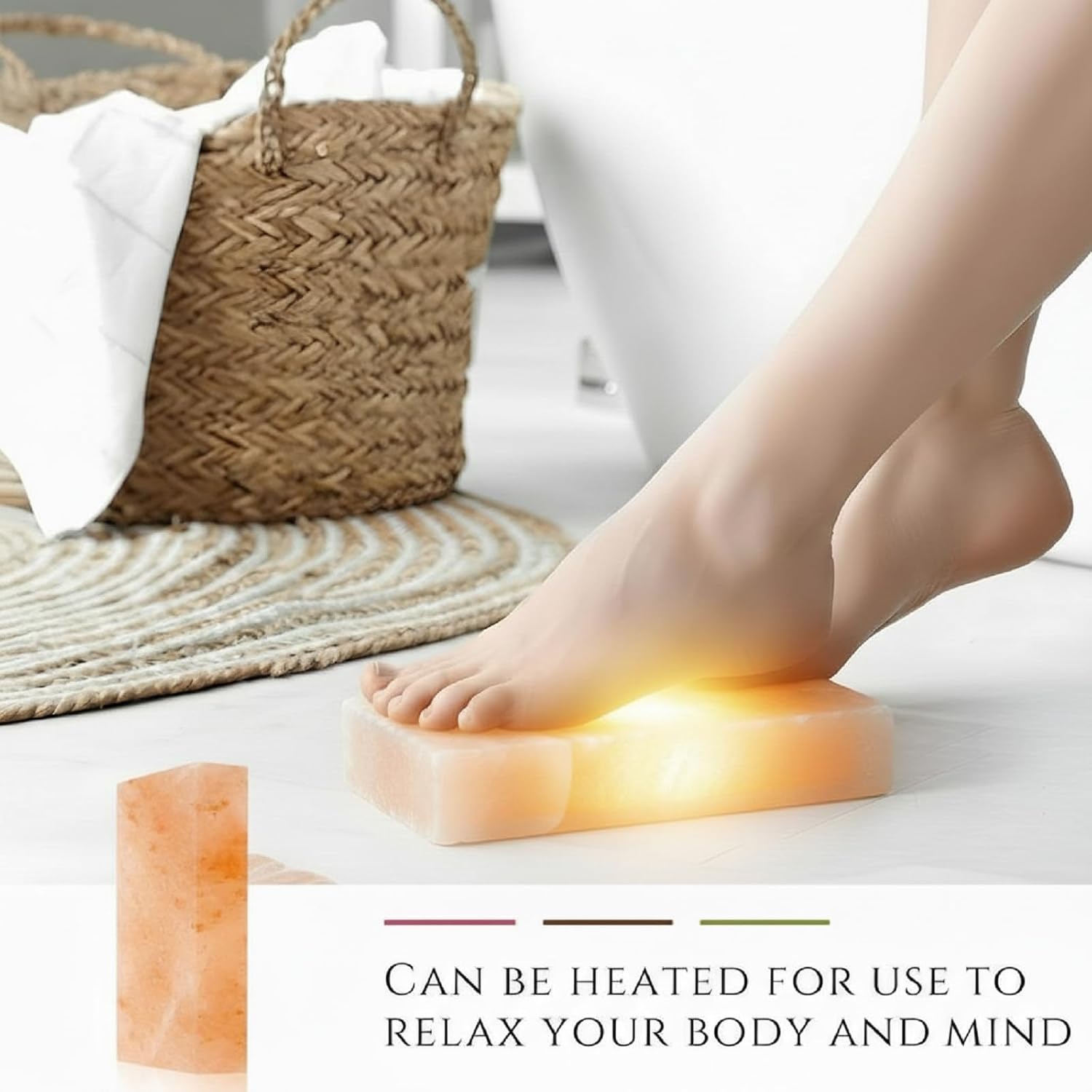 2 Pack Foot Bricks Hand Carved Rock, 4'' Width x 8'' Length x 2'' Depth Himalayan Rectangle Massage Salt Stone for Massotherapy Home Spa Relaxing Deodorant Salt and Sugar Scrubs