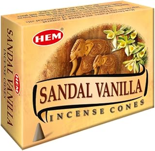 Hem Sandal Vanilla Incense Cones – 12 Pack (10 Cones Each) | Handcrafted in India | Soothing Sandalwood & Sweet Vanilla Aroma | Meditation, Relaxation & Home Fragrance
