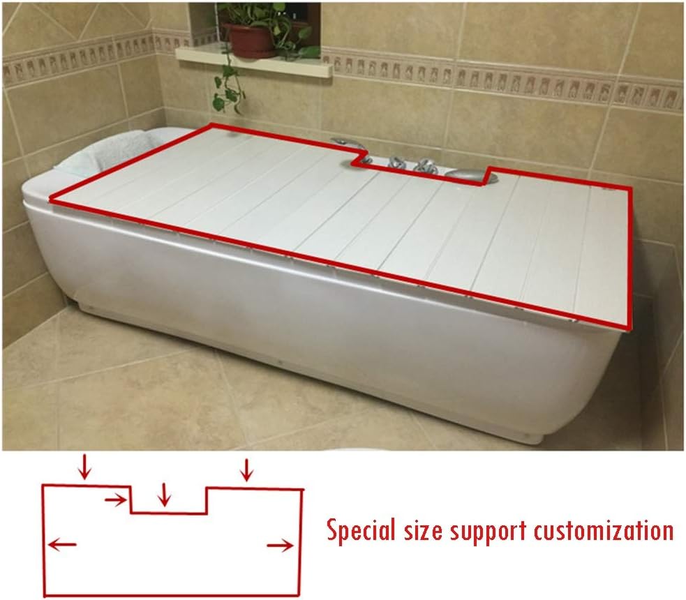 Bathtub Cover, Bathtub Insulation Board Dust-Proof Cover Folding Bathroom Trays for Soaking Tub Bubble Bath Smooth Surface and Seam, 23 Sizes (Color : White, Size : 65cmx95cmx0.6cm) (White 8