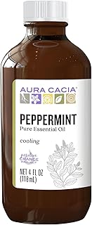 Aura Cacia 100% Pure Peppermint Essential Oil | GC/MS Tested for Purity | 120 ml (4 fl. oz.) | Mentha piperita