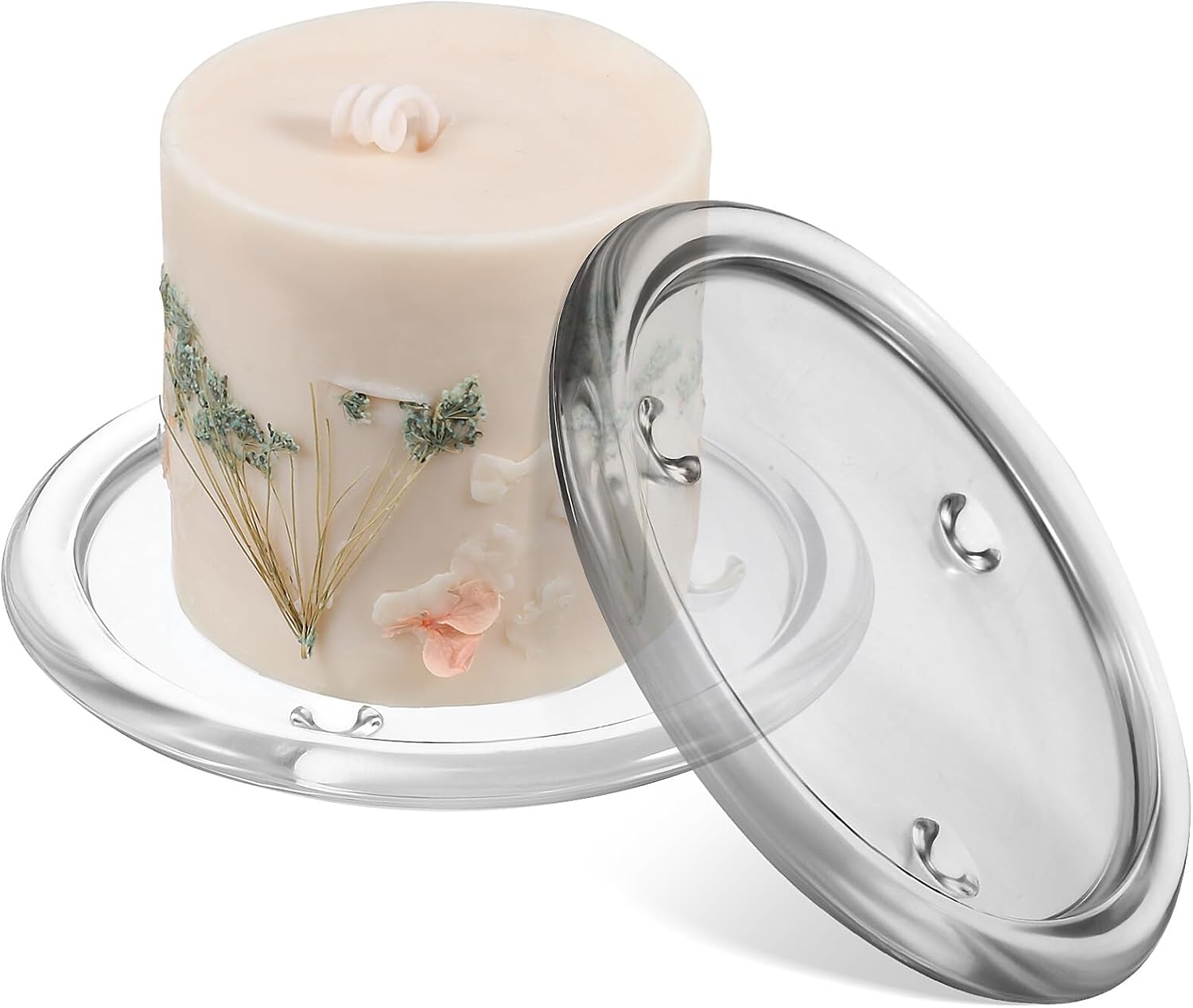 VOSAREA 2Pcs Glass Candle Holder Plates 5.11 Inch Transparent Round Candle Tray Coasters for Wedding Banquet Home Decor Table Centerpiece