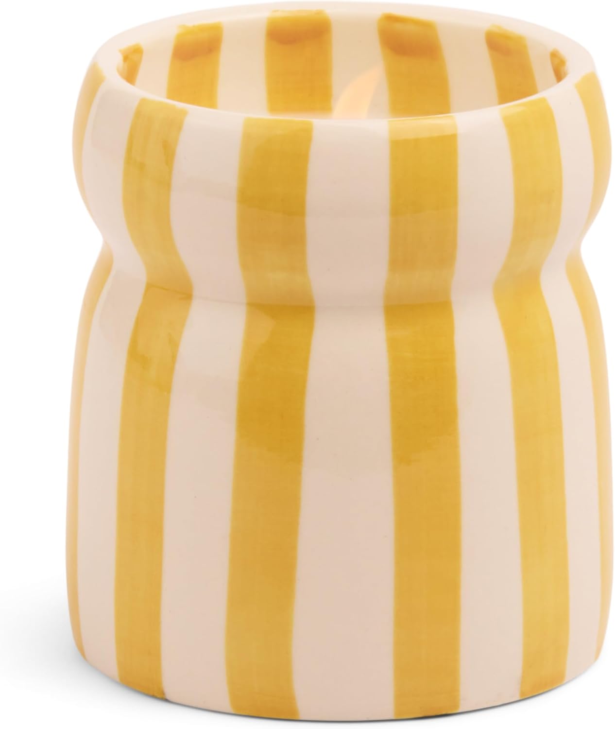 Paddywax Cabana Hand-Painted Scented Candle in Ceramic Reusable Food Safe Jar, Clean-Burn Soy Candle with Approx. 42 Hour Burn Time, Ochre – Gold Coast, 6.5 oz