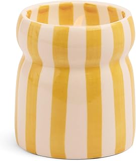 Paddywax Cabana Hand-Painted Scented Candle in Ceramic Reusable Food Safe Jar, Clean-Burn Soy Candle with Approx. 42 Hour Burn Time, Ochre – Gold Coast, 6.5 oz