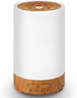 150ML Essential Oil Diffuser, Small Portable Aromatherapy Diffuser, Home Fragrance Aroma Diffuser with 7-Color LED Light, Ultrasonic Cool Mist Humidifier/Air Revitalizer for Bedroom（Light Color）