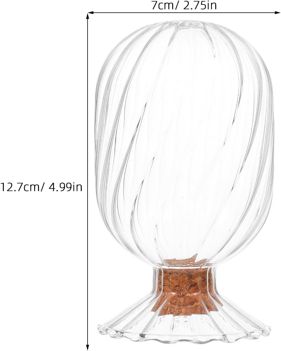 NUOBESTY Helix Shaped Glass Cloche Match Jar with Lid Decorative Glass Container Fireplace Display Accent