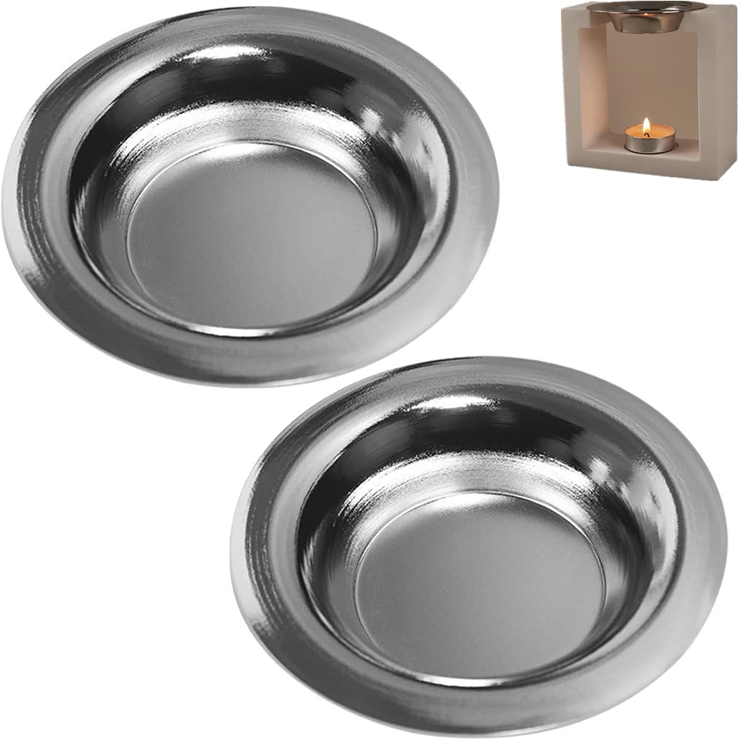 Spero 2 Pcs Oil Warmer Dish Wax Warmer Replacement Dish Round Metal Wax Tray Candle Wamer Bowl Plate for Electric Lamps Oil and Tart Warmers