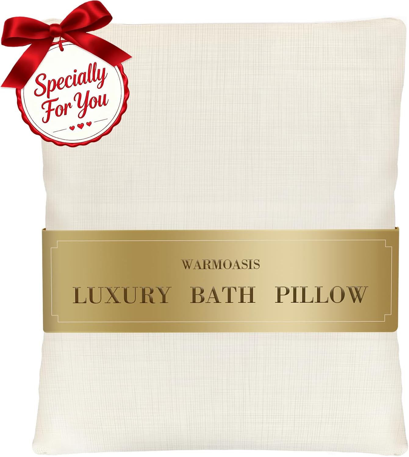 Luxury Bathtub Pillow,Head,Neck & Back Support,Quick-Drying 5D Mesh Core,Gift for Bath Lovers,Adjustable Thickness Fits Any Bathtubs,Easy to Maintain,Beige White