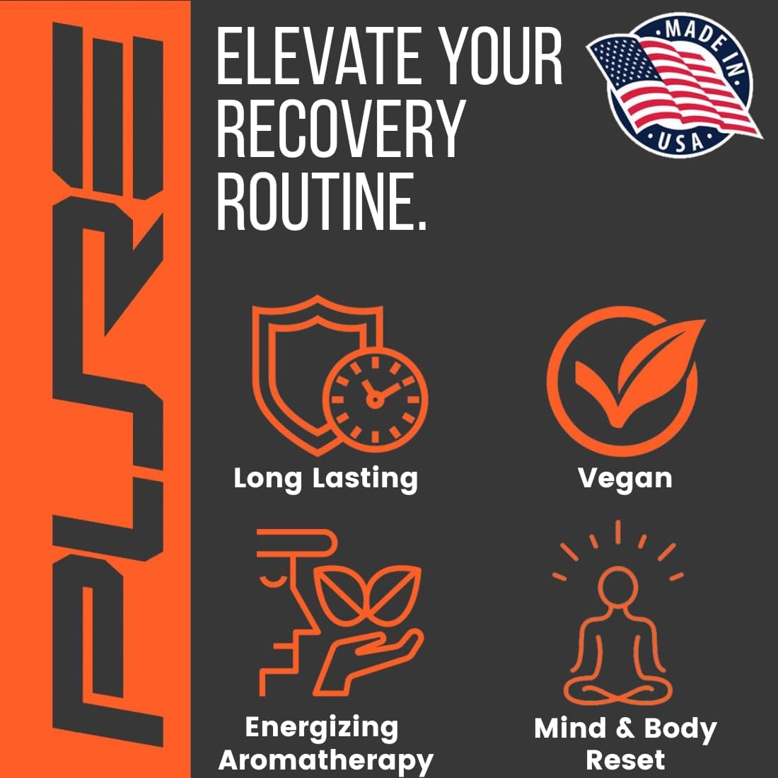 Pure Energizing Sport Shower Steamers - Natural Orange and Tea Tree Essential Oils, Made in USA, Muscle Recovery for Athletes, Gifts for Runners, Energizing Birthday Gifts for Men