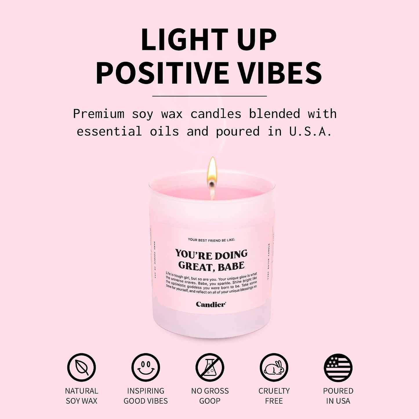 Ryan Porter “You’RE Doing Great, Babe” Candle - 100% Natural & Vegan - Made of Hand-Poured Soy Wax & Cotton Wick - Smells Lavender, Herbs, Sandalwood - Paraben, Phthalate, Lead-Free Decor Candle