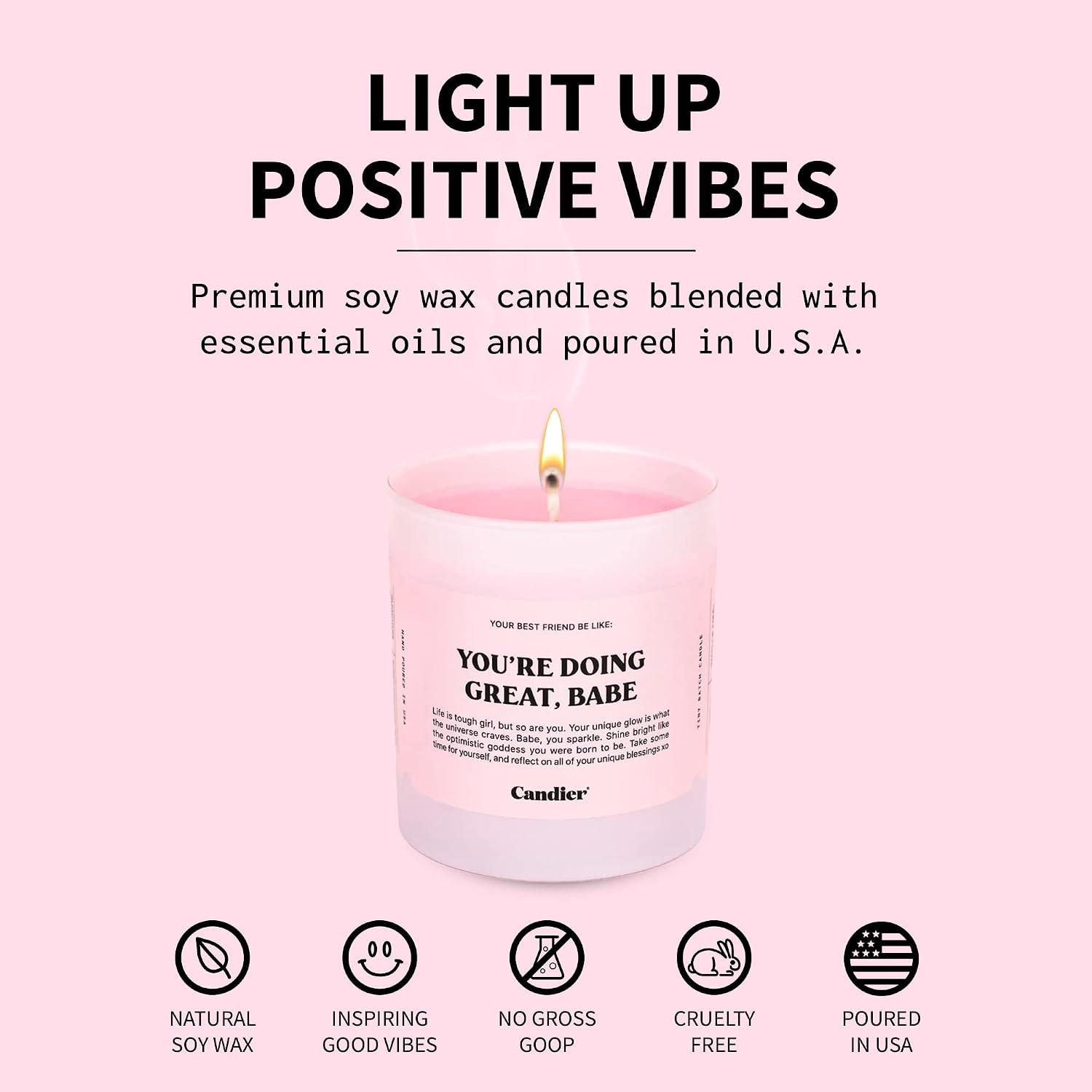 Ryan Porter “You’RE Doing Great, Babe” Candle - 100% Natural & Vegan - Made of Hand-Poured Soy Wax & Cotton Wick - Smells Lavender, Herbs, Sandalwood - Paraben, Phthalate, Lead-Free Decor Candle