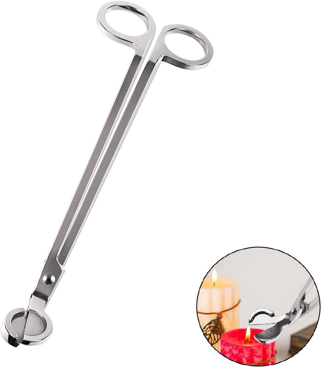 EVERMARKET Candle Wick Trimmer, Polished Stainless Steel Wick Clipper Cutter - Reaches Deep Into Candles to Cut Spent Wicks, Allow Cleaner Burn and Prevent Soot Buildup