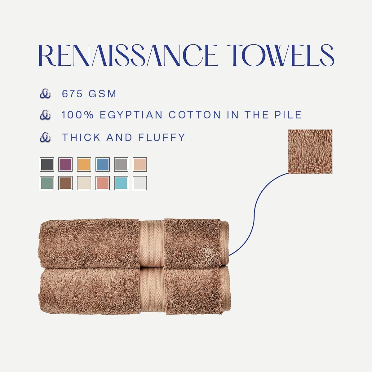 Christy Renaissance 6 Piece Towel Set | Mink Brown | 100% Egyptian Cotton | Luxuriously Soft and Super Absorbent | 675 GSM | 2 Bath Towels 2 Hand Towels 2 Face Cloths