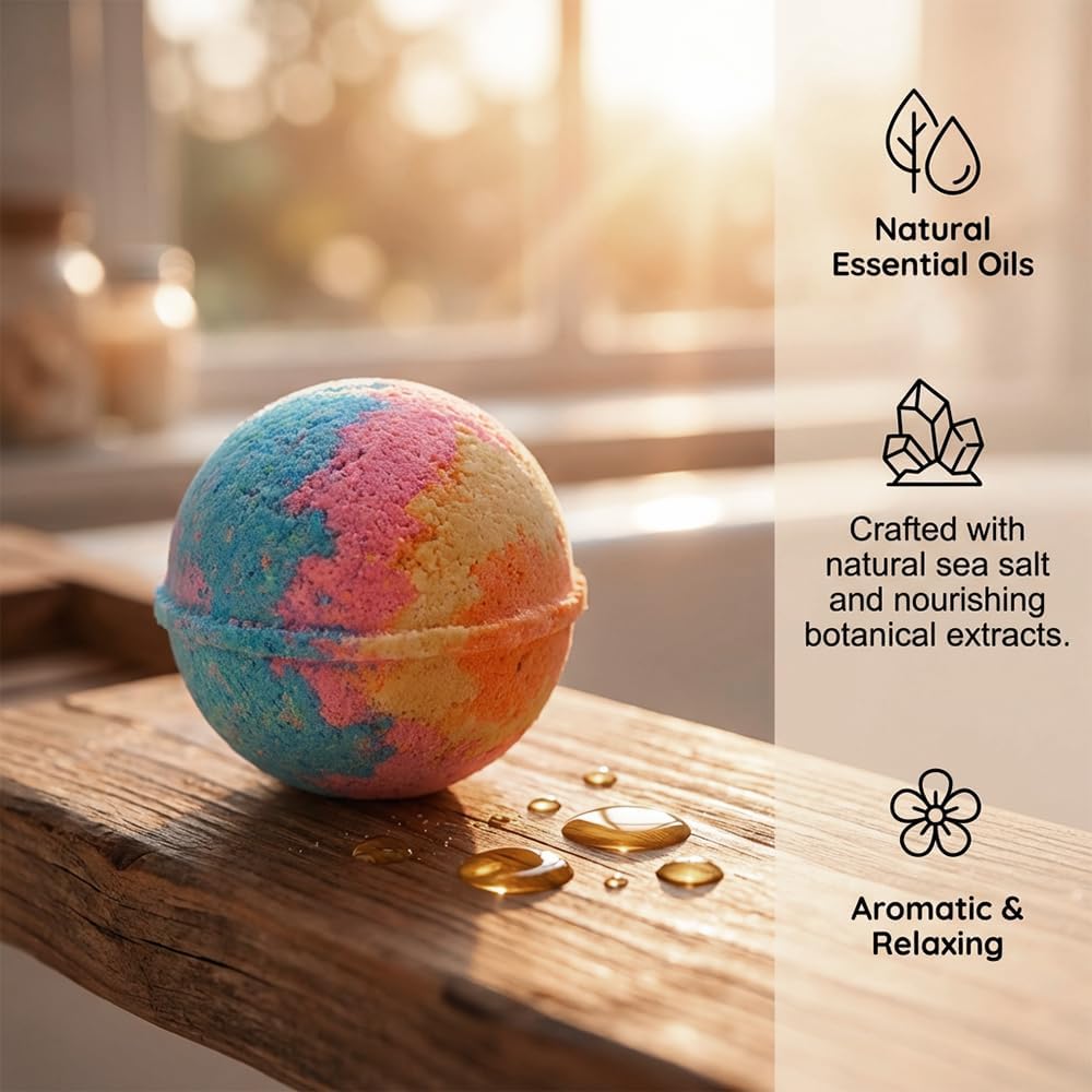 Natural Bath Bombs with Mega Bubbles & Surprise Inside, 12 Pack Bath Bombs Gift Set, Fun Colorful Safe Bubble Spa Ocean Sea Animal Bath Bombs Party Favors Birthday Gift (Ocean)
