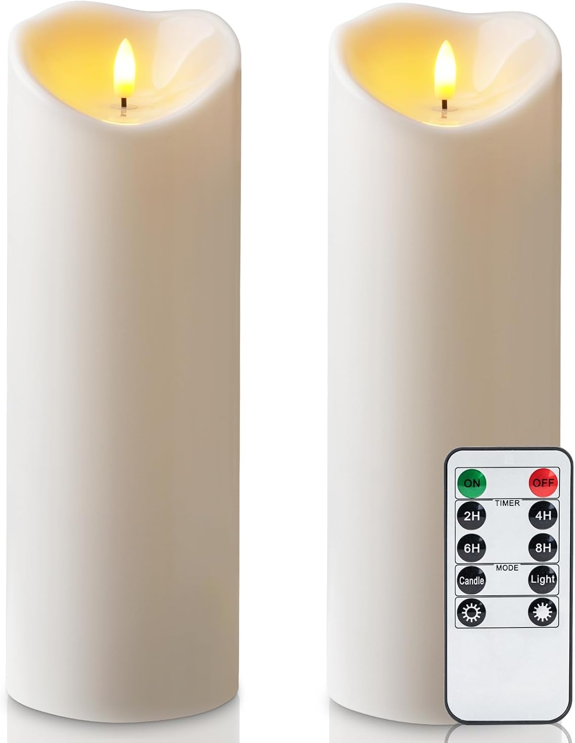 Amagic 4” x 12” Large Outdoor Candles with Timer Waterproof, Flickering Flameless Candles Battery Operated with Remote, Realistic LED Fake Pillar Candle for Lanterns, Patio, Porch, Garden Decor
