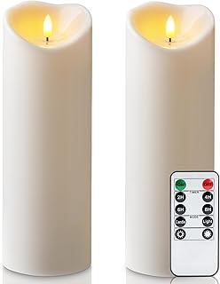Amagic 4” x 12” Large Outdoor Candles with Timer Waterproof, Flickering Flameless Candles Battery Operated with Remote, Realistic LED Fake Pillar Candle for Lanterns, Patio, Porch, Garden Decor
