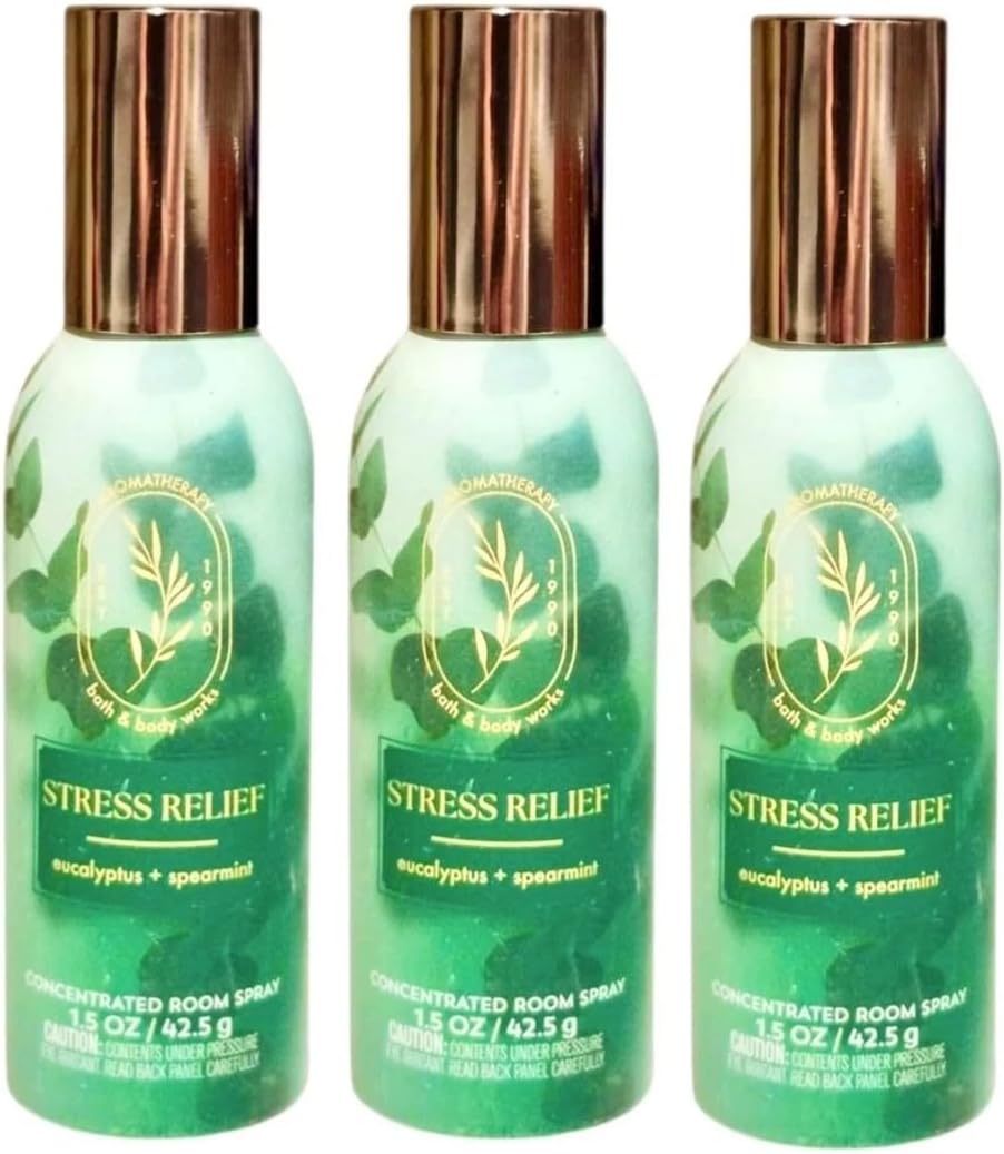 Bath and Body Works Concentrated Room Spray 1.5 oz each - Pack of 3 - Packaging May Vary (Eucalyptus Spearmint)