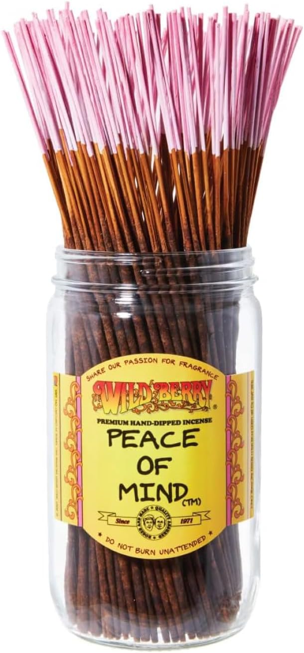 Wild Berry Incense Sticks - Peace of Mind - Serene Floral Blend with Peach and Vanilla - Hand Dipped in The USA (100 Count)