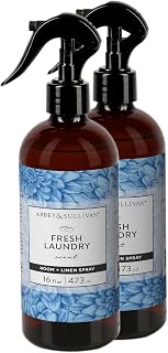 Abbey & Sullivan Linen Spray, Fresh Laundry Scent with Fresh Green Floral Musk, Pack of 2, 16 oz
