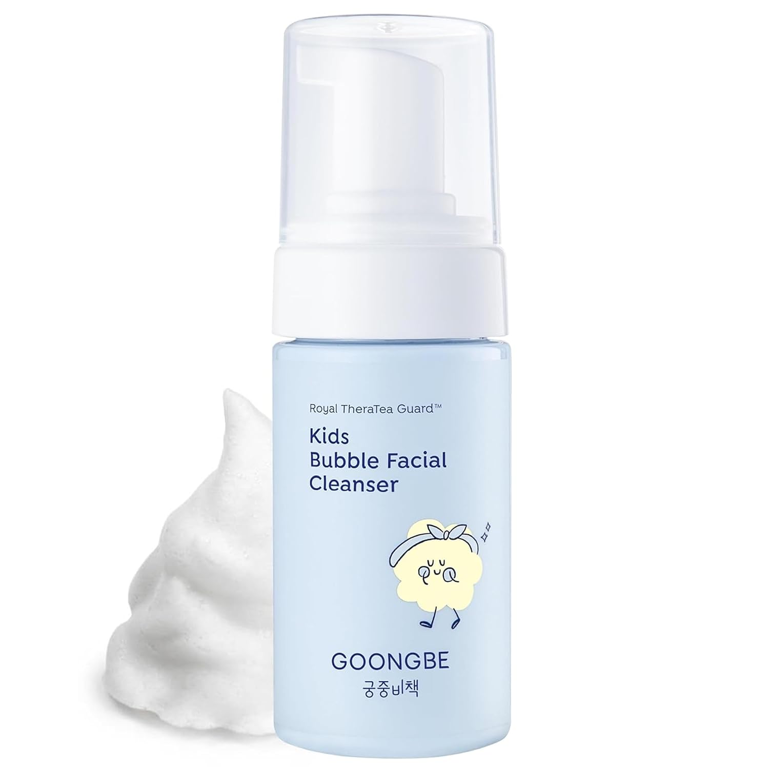 GOONGBE Kids Bubble Face Wash – Tear-Free Micellar Foam Cleanser for Sensitive Skin – Gentle Sunscreen Removal, Low pH with Panthenol & Cica – Pump Foam, Allergen-Free, 3.38 fl oz