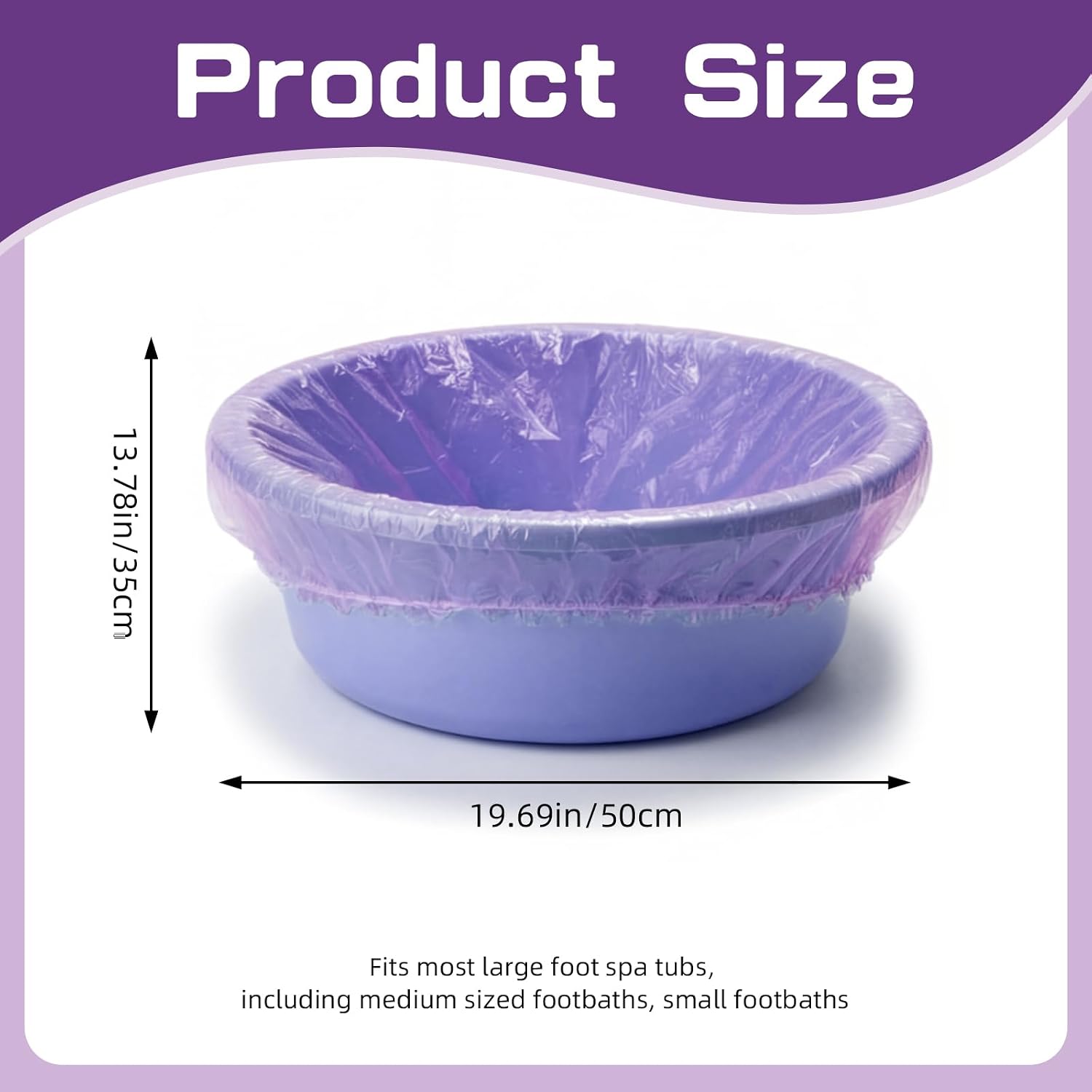100 Purple Pedicure Liners 13.8 x 19.7 Inches Disposable Unbreakable Pedi Liners Disposable Fits Most Tub and Pedicure Foot Spa Home Use