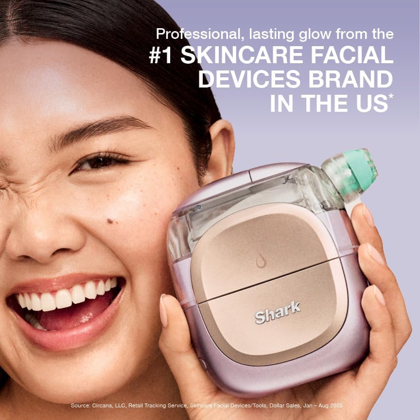 Shark FacialPro Glow at-Home Hydro-Powered Facial System with DePuffi Hot & Cold Therapy – Professional Spa Skincare Device for Pore Cleansing, Hydration, & Radiant Glow, Lilac, FH320PL