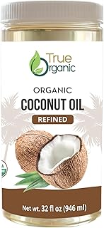 True Organic Refined Coconut Oil, 32 fl oz, USDA Organic Certified, for Cooking and Baking