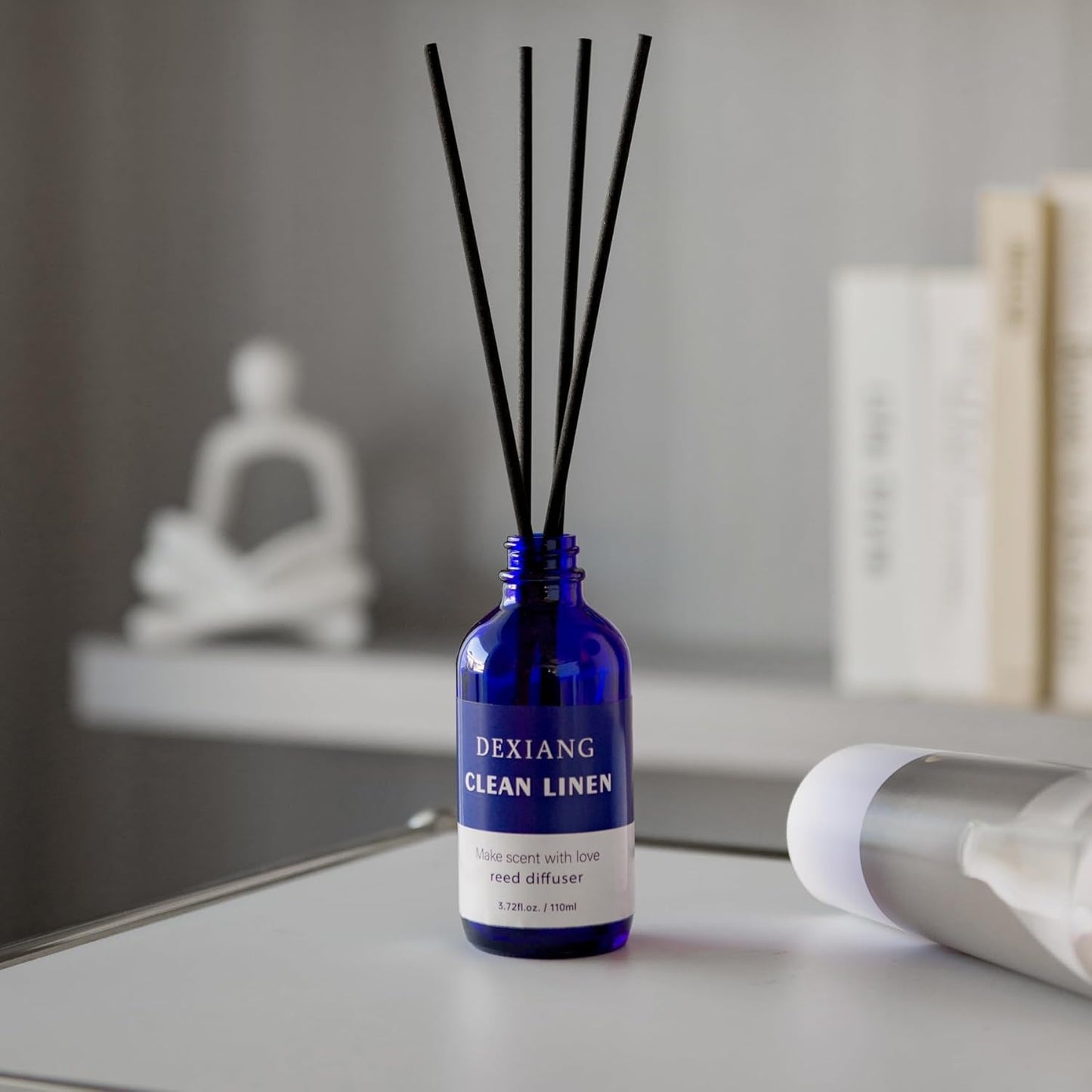 Reed Diffuser Set of 2, Lemon Verbena/Clean Linen，Each Bottle is 3.72 Oz (110 ml) Scent Diffuser, Comes with 12 Diffuser Sticks,Fragrance and Gifts,Room Decor& Home Decor