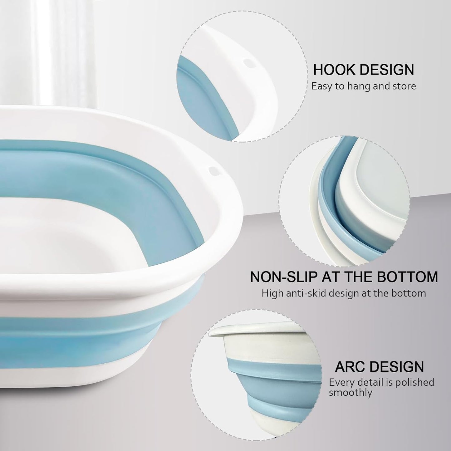CIEOVO 2 Pieces Portable Pool Foot Bath, Blue Pink Collapsible Pool Foot Wash Basin Tub for Above Ground Swimming Pools Accessories