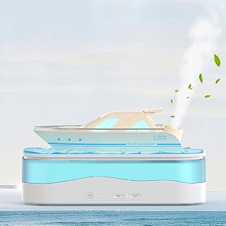 Essential Oil Diffuser, Cool Yacht Aromatherapy Diffuser with 7 Colors Light, 150ml Ultrasonic Cool Mist Humidifier with Auto-Off & Timer, 3 Modes Air Diffusers for Home,Bedroom,Office,Yoga (White)