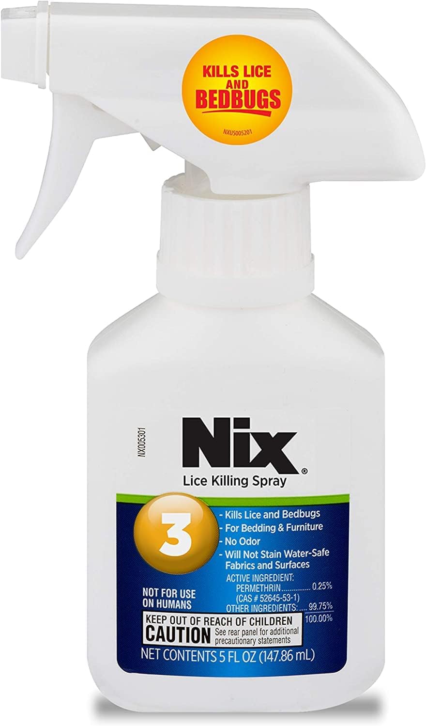 Nix Lice & Bed Bug Killing Spray for Home, Bedding & Furniture, 5 fl oz. (Pack of 3)