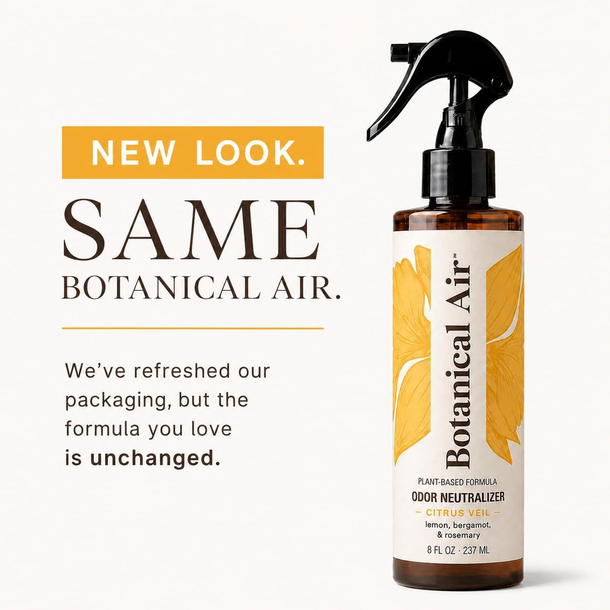 Plant-Based Odor Eliminator Spray – Natural Essential Oil Air Freshener for Home, Bathroom, Fabrics &amp; Pet Areas – 8 oz (Citrus Veil)