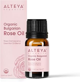 Alteya USDA Organic Bulgarian Rose Oil Rosa Damascena Otto Multi-Use Essential Oil Blend Excellent for Aromatherapy, Fragrance, Skincare and Massage Therapy 10mL