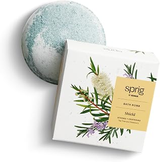 Sprig by Kohler Tea Tree + Rosemary Bath Bomb, Hypoallergenic, Made with Natural Botanicals & Premium Skincare Ingredients (Shea Butter, Coconut Oil, & Kaolin Clay) to Purify and Center - Shield