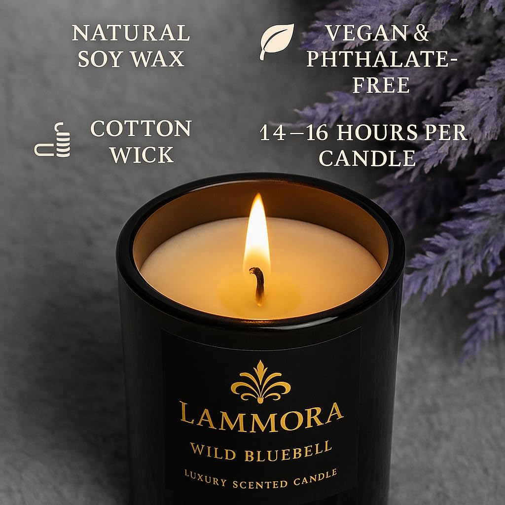 Aromatherapy Candle Gift Set – 3 Scented Candles (English Pear & Freesia, Sage & Sea Salt, Bluebell) – Natural Soy Wax, Long‑Lasting 48Hr Burn, Elegant Gift Box