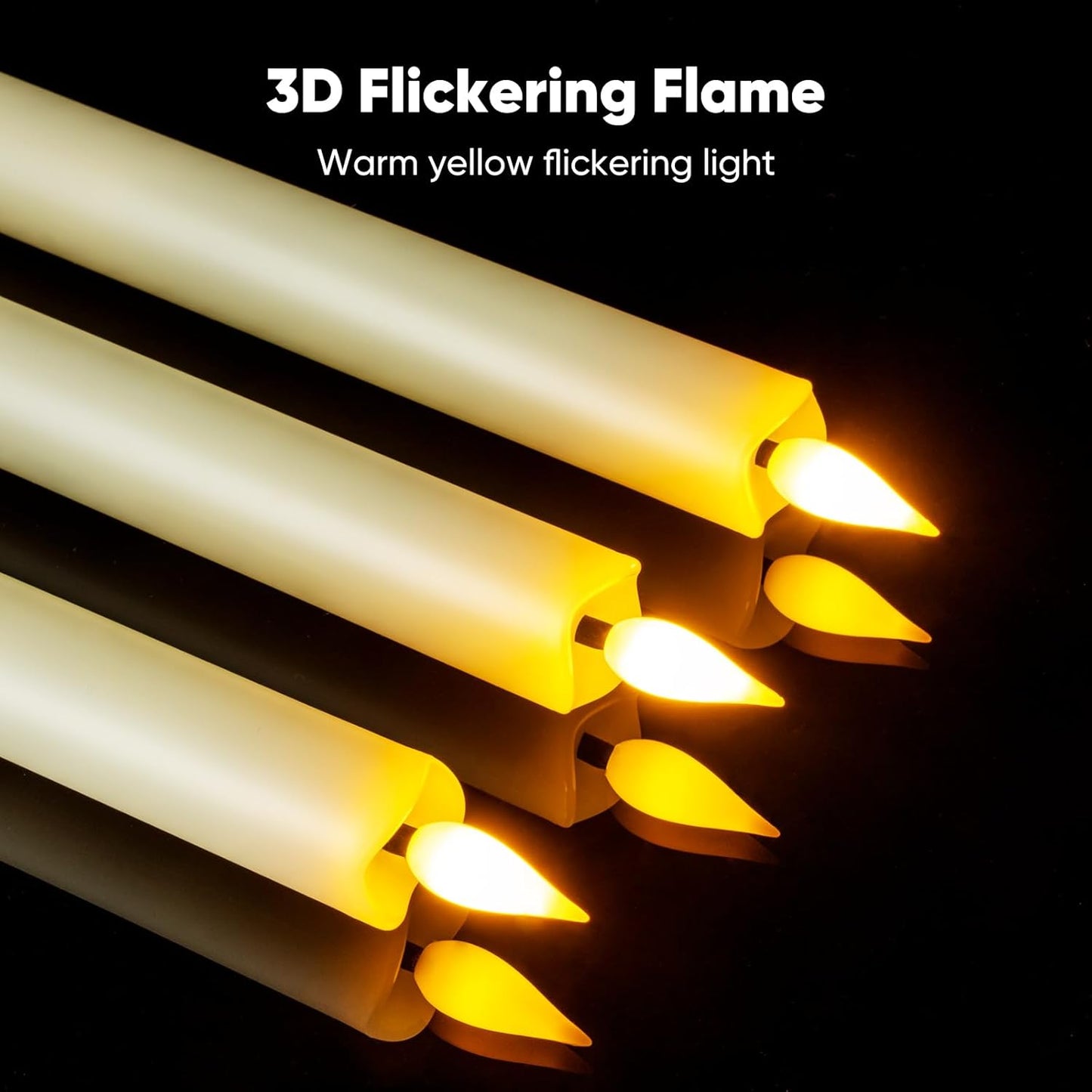 6 Pcs Flameless Taper Candles with Remote Timer Dimmer, 9.6 inches Ivory Plastic LED Candlesticks, Battery Operated LED Candles, for Indoor Home Wedding Christmas Decoration