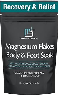Magnesium Soak for Sports Recovery - Fast Acting Magnesium Bath Soak with Dead Sea Salt & MSM for Tired Feet & Sore Muscles - Replenishing Mineral Bath Salt for Full Body Relief (Fragrance Free) by M3