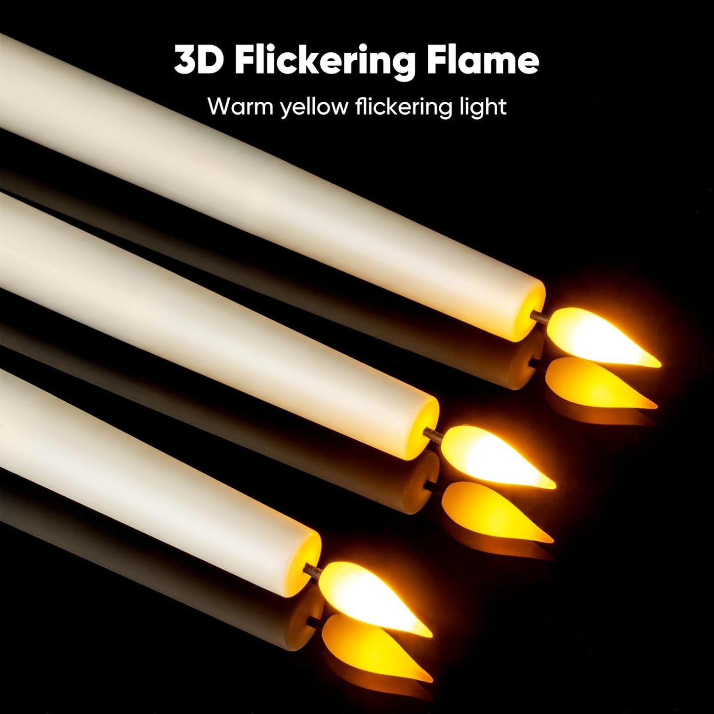 12 Pcs Flameless Taper Candles with Remote, Timer, Plastic Battery Operated Window Candles, 9.6 Inches Ivory LED Candlesticks, for Halloween Christmas Home Decoration
