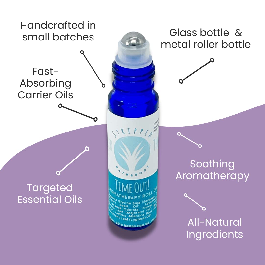 TIME OUT Aromatherapy Roll-On w/Lavender, Ylang Ylang & Cedarwood | Natural Essential Oils for Relaxation for Stress & Calming Relief | 100% Pure, Natural, Therapeutic Grade Oils | Stocking Stuffer