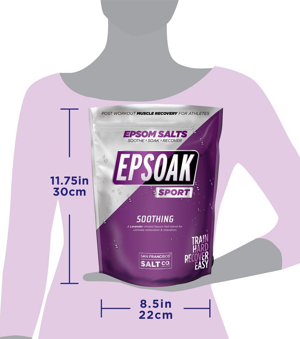 Epsoak Sport Epsom Salt 5 lb. USP Magnesium Sulfate with Lavender Scent Resealable Epsom Salt Bag, Made in The USA, Cruelty-Free Certified