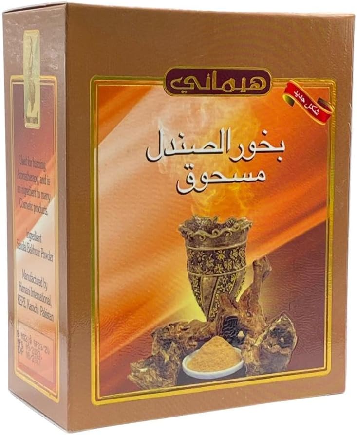 Hemani Sandal Bakhoor 200g - Sandalwood Bakhour Incense Powder for Mabkhara Burner - Arabian Bukhoor, Long-Lasting Home Fragrance - Halal, Alcohol-Free - Hemani Since 1949