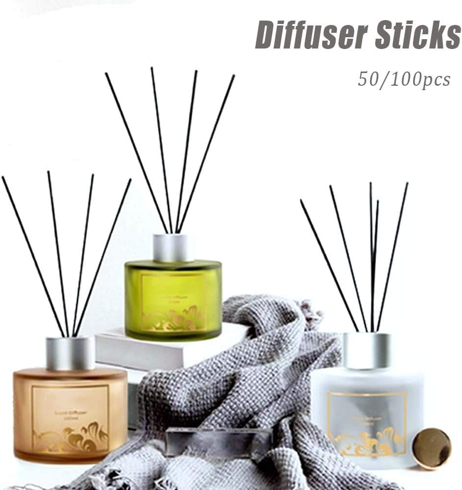 50/100PCS Handmade Black Reed Rattan Diffuser Sticks, Home Decor Replacement Fiber Aromatherapy Diffuser Sticks(50PCS)