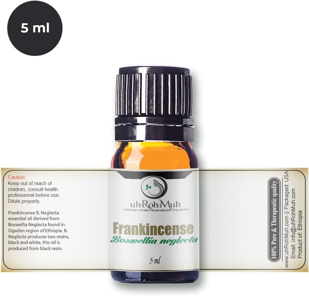 Frankincense Neglecta Essential Oil - Steam Distilled Boswellia Neglecta, Resin Oil, Warm Woody Aroma Base Note for Aromatherapy, Skincare, Massage, and DIY Cosmetic Blends - Ethiopia - 5 ml