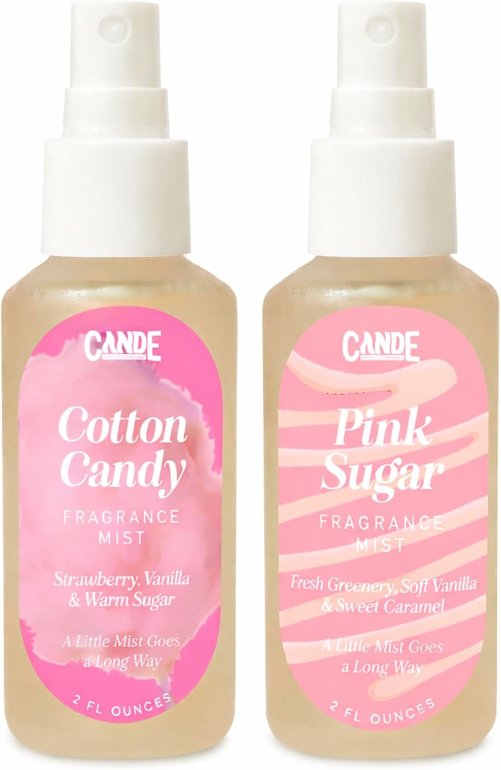 C&E Craft Scented Room Spray, Body & Linen Spray Set – 2 Pack of 2 oz Fragrance Mists – Home Air Freshener, Fabric & Pillow Spray, Long Lasting Scent (Cotton Candy & Pink Sugar)
