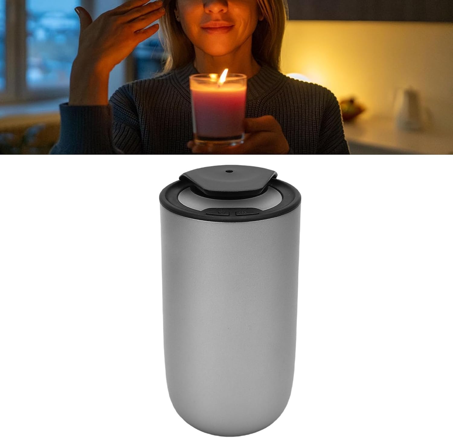 GOWENIC Waterless Essential Oil Diffuser, Aluminum Alloy Portable Aromatherapy Diffuser, Low Noise Leak Proof for Car Home Office, 15ml Essential Oil for Car Travel (Ti Silver)