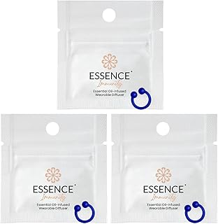Essence Nasal Diffuser Ring - Blue | Essential Oils Blend | Aromatherapy Nose Ring | Personal Scent Clip for Travel, Work & Everyday Use | Made in USA | Immunity | 3 Pack