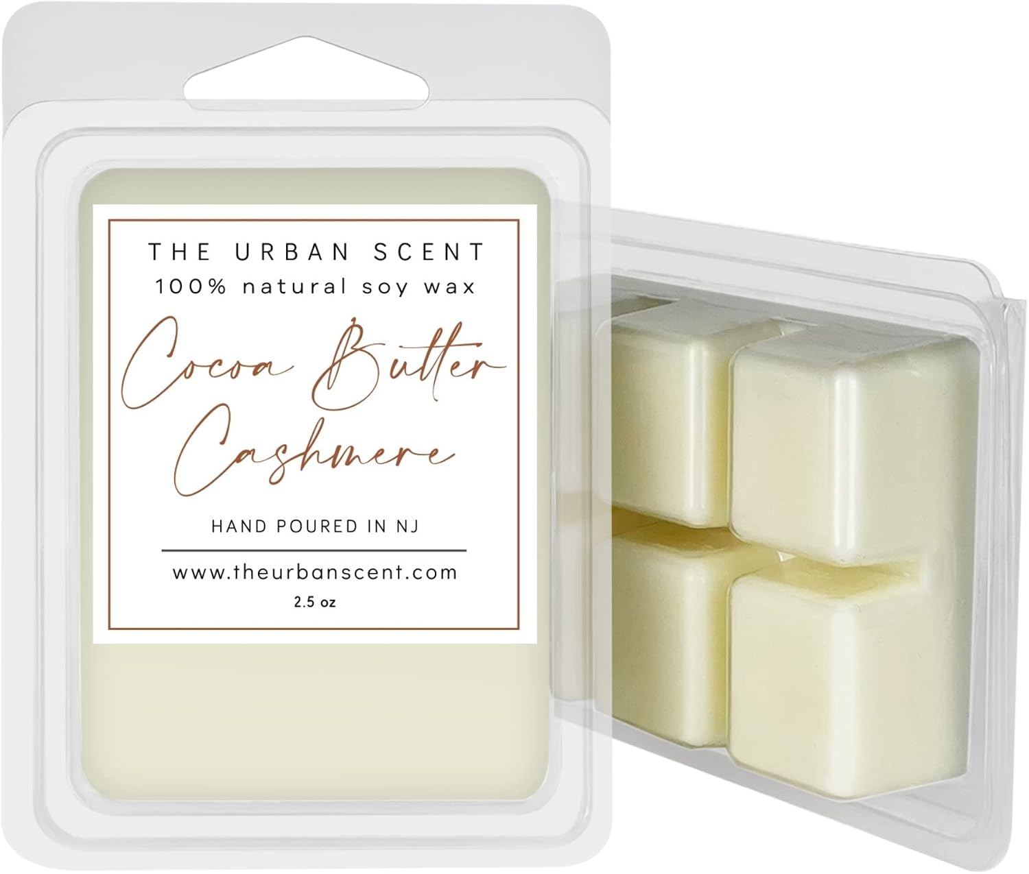 Cocoa Butter Cashmere Wax Melts – Scented Soy Wax Melts, Warm Cocoa Butter, Vanilla & Cashmere Woods Home Fragrance, 6 Cube Clamshell, 2.5 oz