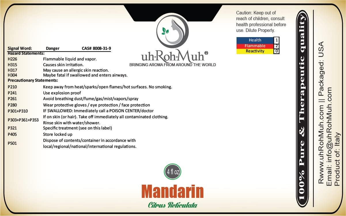 100% Pure Mandarin Essential Oil || Italy - 4 oz w/Pipette